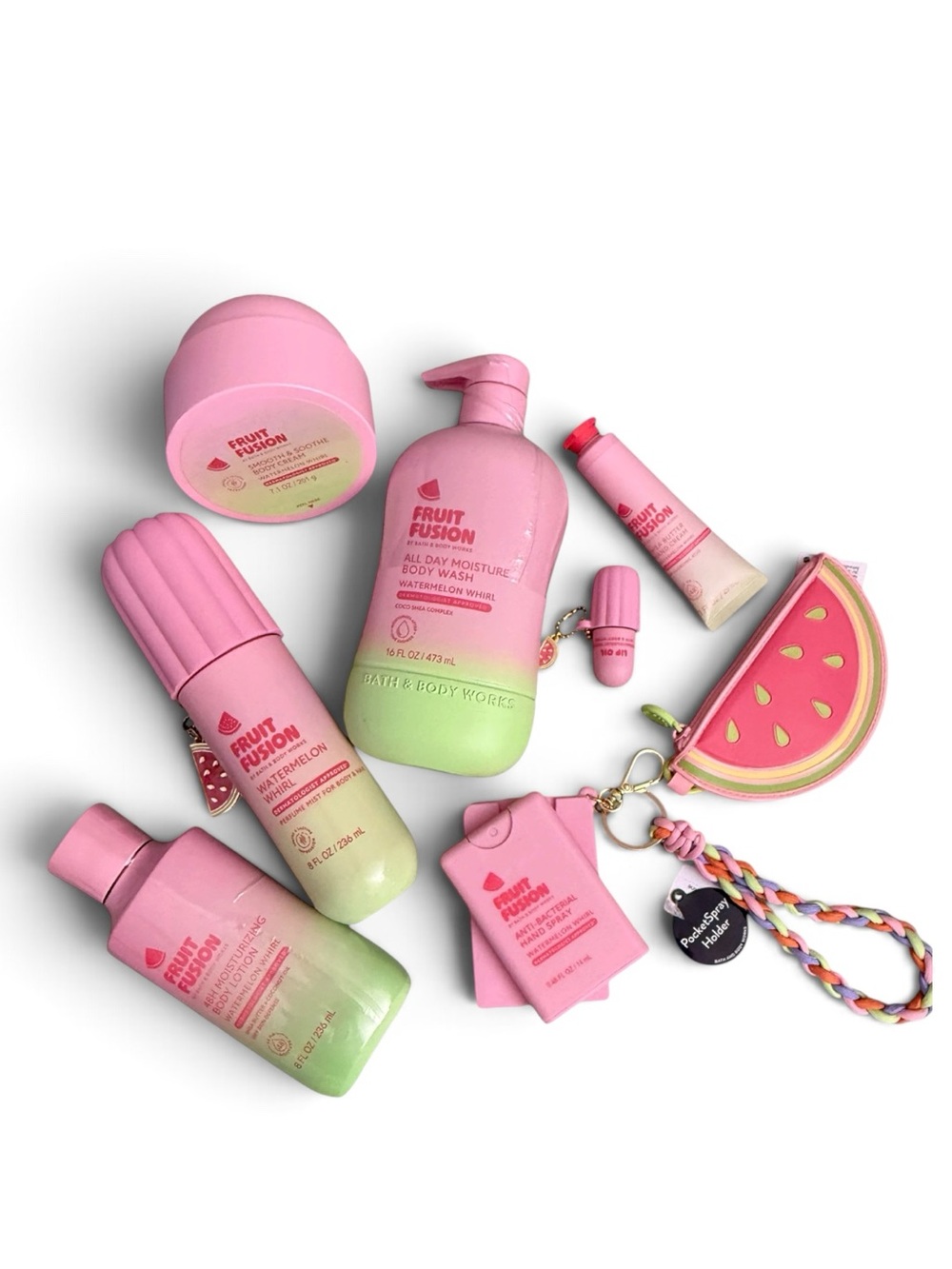 NEW! 9-Pc Bath & Body Works Fruit Fusion WATERMELON WHIRL Body Care Collection